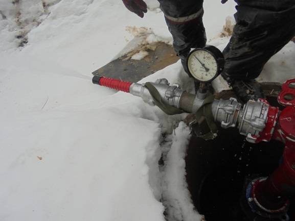 Испытания пожарных гидрантов на водоотдачу в ЖК «МАЯК»