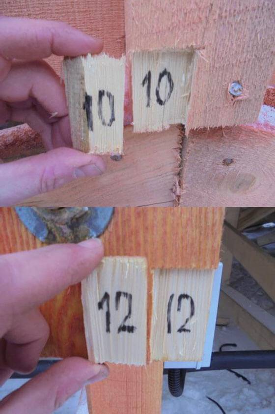Места отбора образцов деревянных конструкций №10, 12