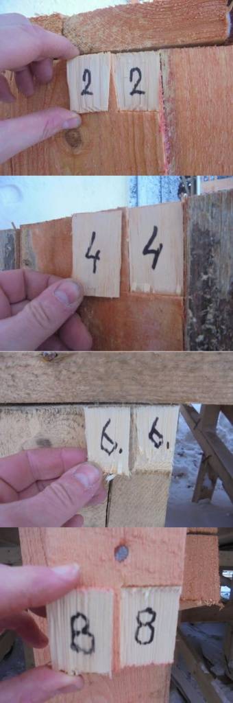 Места отбора образцов деревянных конструкций №2, 4, 6, 8